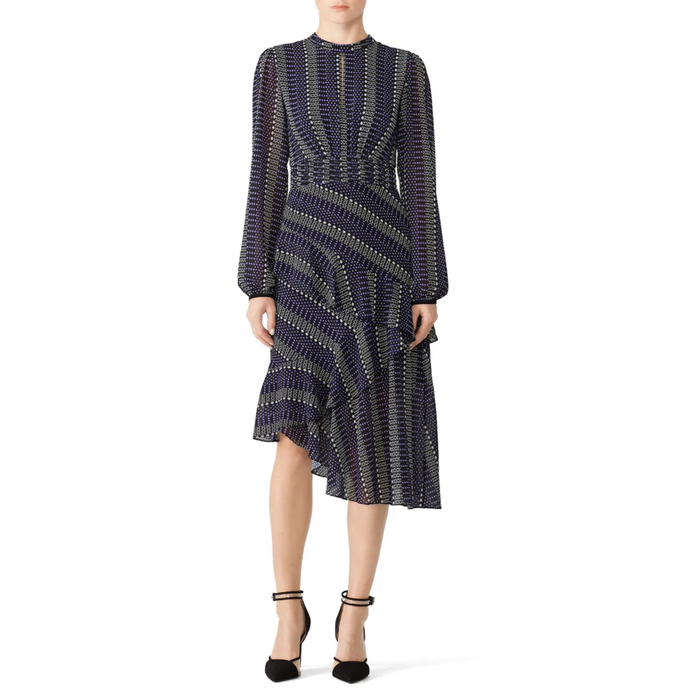 Three Floor Folktale Dress Asymmetrical Ruffled Violet $450 - Size 0